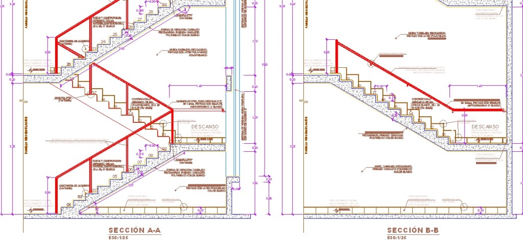 Betonarme merdiven kesit ve nokta detayları
