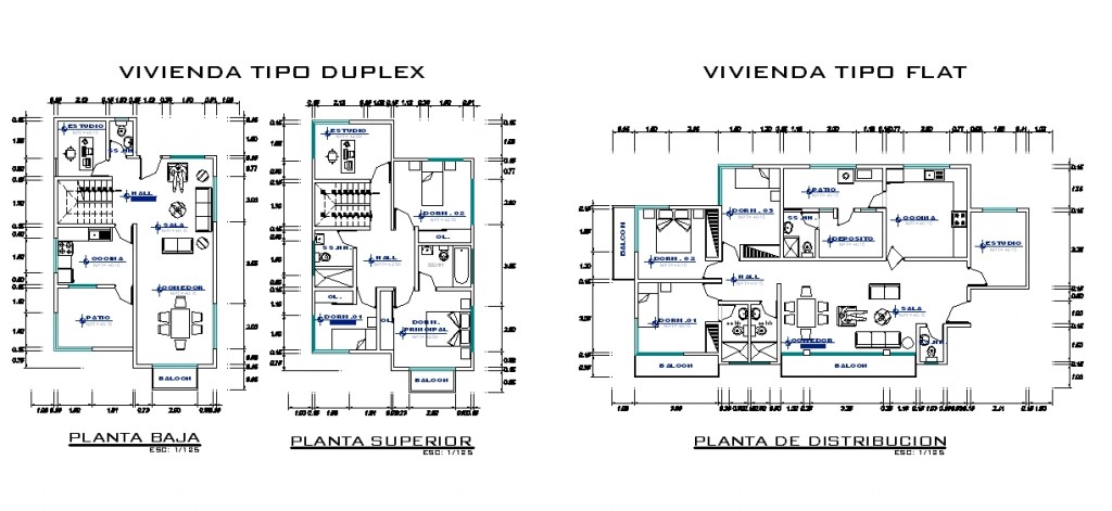 Toplu konut projesi dublex ve tek katlı müstakil ev planları