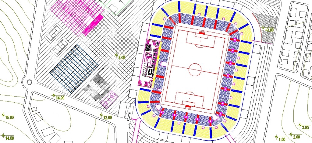 Futbol sahası planı yakından görünüş