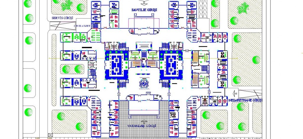 Adliye sarayı planı yakından görünüş